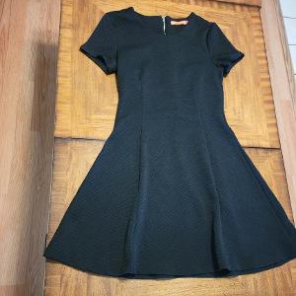 Ava Black Textured Fabric Dress